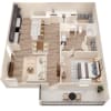 Floor plan: 1 x 1 Adair A1vr