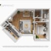 Floor plan: 1 Bed 1 Bath Tower