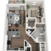 Floor plan: row - 1BR 1BA (797 SF)