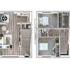 Floor plan: Two Bedroom 1.5 Bathroom Townhome