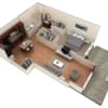 Floor plan: 1 BR Designer Courtyard Garage