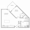 Floor plan: A11 - 1BR 1BA (724 SF)