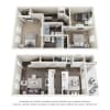 Floor plan: Three Bedroom Townhome