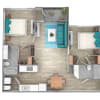 Floor plan: Two Bedroom Two Bath (965 SF)