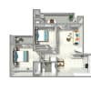 Floor plan: 2 Bed 1 Bath Plan B