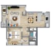 Floor plan: 1 Bed 1 Bath