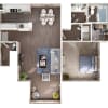 Floor plan: 1 Bed, 1 Bath C
