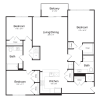 Floor plan: Three Bedroom/Two Bath (3B-A) Balcony