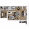 Floor plan: 2 Bedroom/2 Bathroom-991