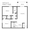 Floor plan: 2 Bed 1 Bath | 1075 sqft
