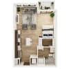 Floor plan: 0 Bedroom, 1 Bathroom - 539 SF B