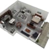 Floor plan: 1 BR Designer Courtyard Garage
