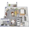 Floor plan: One Bedroom, One Bath