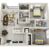Floor plan: 2BD, 2BTH C2