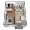 Floor plan: 1 Bed 1 Bath - 665sqft