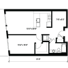Floor plan: 1x1 Den D1