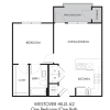 Floor plan: 1BR 1BA (644 SF)