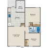Floor plan: 2 Bedroom 1 Bath Apartment