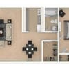 Floor plan: 1 Bedroom Deluxe