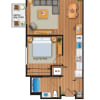 Floor plan: 1x1A Flat