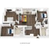 Floor plan: Three Bedroom Two Bath