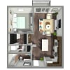 Floor plan: Blush- 730 SF
