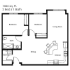 Floor plan: 2 Bed 1 Bath