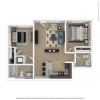 Floor plan: 2 Bed 1.5 Bath B1.1.5