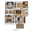 Floor plan: 2 Bedroom 1.5 Bath with IN UNIT WASHER AND DRYERS