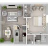 Floor plan: 1X1-B