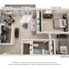 Floor plan: 2-Bedroom 1-Bathroom | 932 sqft