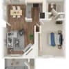 Floor plan: 1 Bedroom 1 Bath
