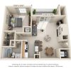 Floor plan: 1-Bedroom 1-Bathroom | 822 sqft