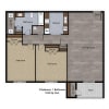 Floor plan: 2 Bedroom, 1 Bathroom - 1032 SF