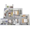 Floor plan: Two Bedroom, One Bath