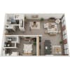 Floor plan: 1 Bed 2 Bath