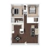 Floor plan: 2x1 850sq.