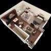 Floor plan: 1x1 A1U