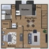 Floor plan: 1 Bedroom 1 Bath Carriage House