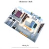 Floor plan: 1 Bedroom 1 Bath
