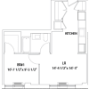 Floor plan: 1 Bedroom E