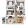 Floor plan: Apartment 3 Bedroom 2 Bathroom