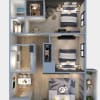 Floor plan: 2 bedroom 1 bathroom TC