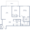 Floor plan: 2 Bedroom, 1 Bath (901 sqft.)