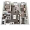 Floor plan: 2 Bed/2 Bath - B1A