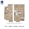 Floor plan: TH1c | 3 Bed | 2.5 Bath | 50