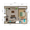 Floor plan: One Bedroom One Bath
