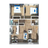 Floor plan: 2 Bedroom 800