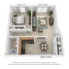 Floor plan: 1-Bedroom 1-Bathroom GR3 | 650 sqft