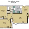 Floor plan: Two Bedroom Duplex
